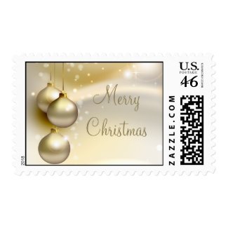 Gold Christmas Balls on Gold Postage Stamps
