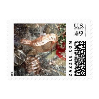 Gold Christmas Bird Ornament Stamp