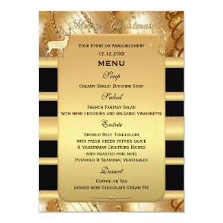 Gold Christmas or Wedding Menu Template Card