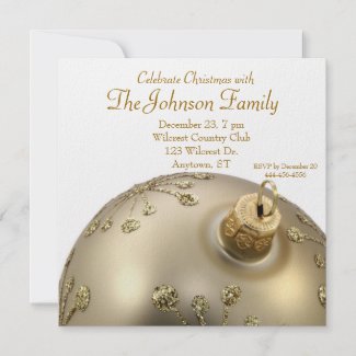 Gold Christmas Ornament Party Invitation