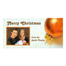 gold christmas ornament photo card