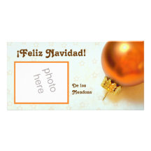 gold christmas ornament photo card