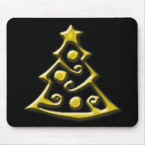 Gold Christmas Tree Mouse Pad