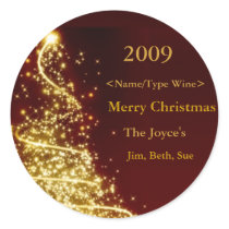 Gold Christmas Tree on Red Background Wine Label stickers by jbranam Gold Christmas Tree on Red Background Wine Label stickers
