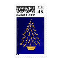 Gold Christmas Tree Postage postage