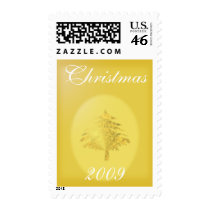 Gold Christmas Tree with Stars postage by samack Gold Christmas Tree with Stars postage