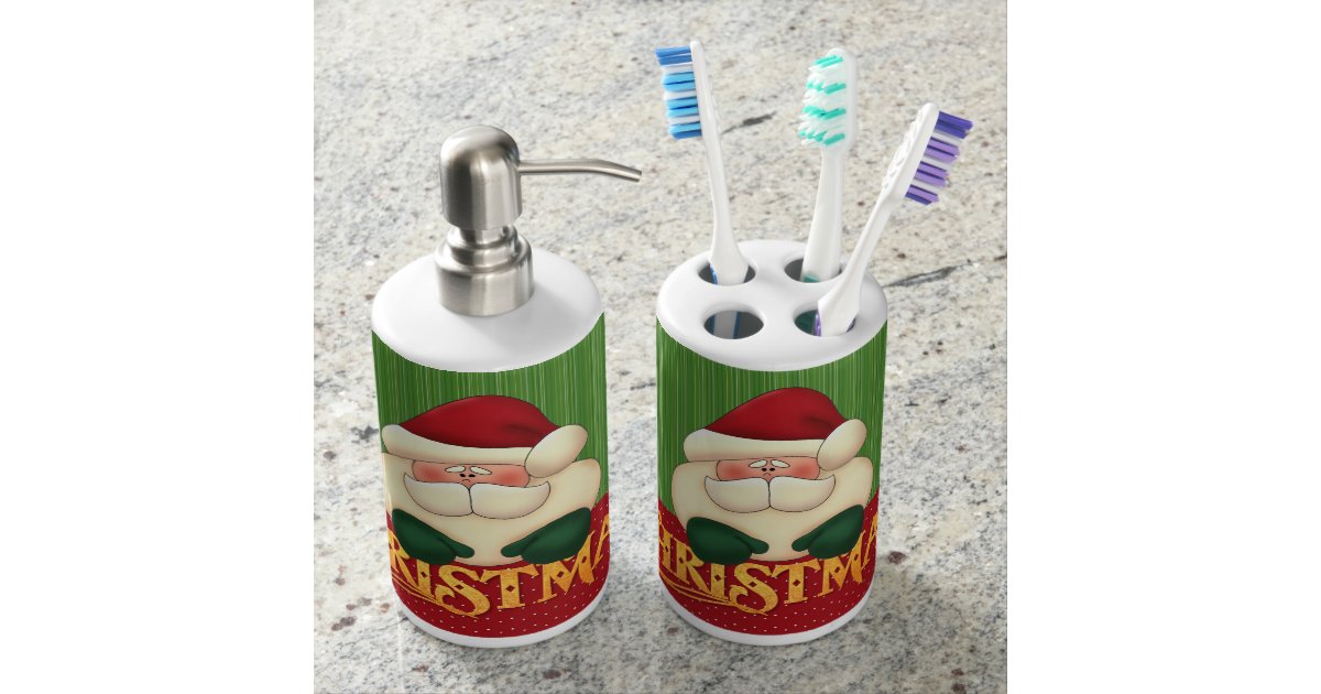 Gold Christmas Word Art With Santa Bathroom Set Zazzle
