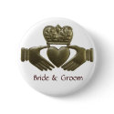 Gold Claddagh Bride and Groom Button by perfectpostage Gold Claddagh Bride and Groom Button
