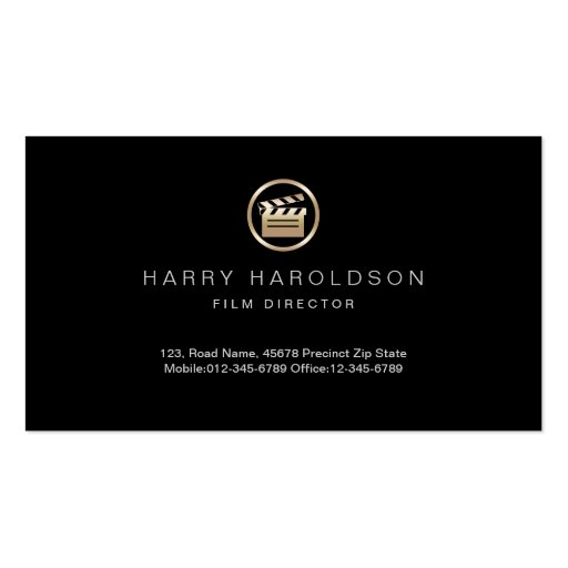 Gold Clapperboard Icon Film Direcor Business Card