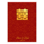 Gold classic traditional double happiness wedding personalized invitations at Zazzle