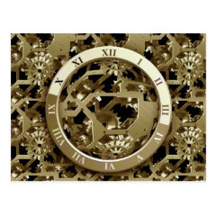 Gold Clocks and Gears Steampunk Mechanical Gifts Postcard