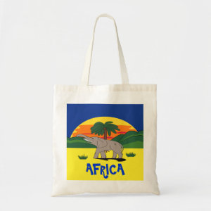 Gold Coast Elephant and Palm Tree Canvas Bag bag