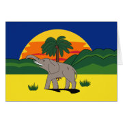 Gold Coast Elephant and Palm Tree card
