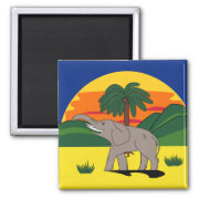Gold Coast Elephant and Palm Tree magnet