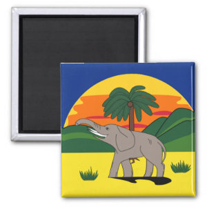 Gold Coast Elephant and Palm Tree magnet