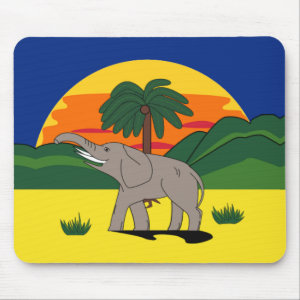 Gold Coast Elephant and Palm Tree mousepad