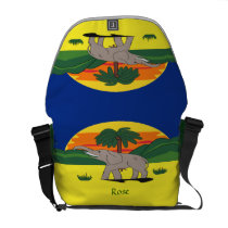 Gold Coast Elephant and Palm Tree On Messenger Bag at Zazzle