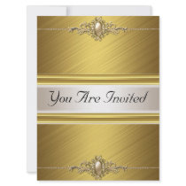 Gold Color Birthday Party Custom Invitations