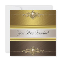Gold Color Birthday Party Personalized Announcements