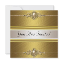 Gold Color Birthday Party Custom Invitation