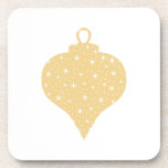 Gold Color Christmas Bauble Design. Beverage Coaster