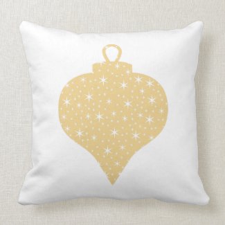 Gold Color Christmas Bauble Design. Throw Pillows