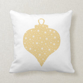 Gold Color Christmas Bauble Design. Throw Pillows