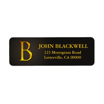 Gold Color Monogram B Return Address Labels