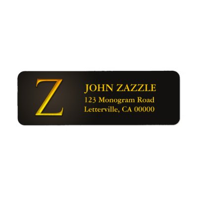 Gold Color Monogram Z Return Address Labels
