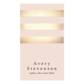 Gold Colored Striped Modern Light Pink Chic Business Card Templates