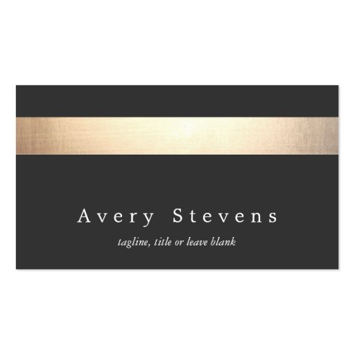 Gold Colored Striped Modern Stylish Black Business Card Templates (front side)