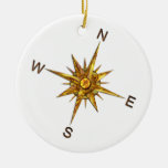 Gold Compass Points Navigation Christmas Ornaments