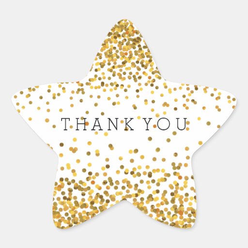 Gold Confetti Bling Thank You Star Sticker | Zazzle