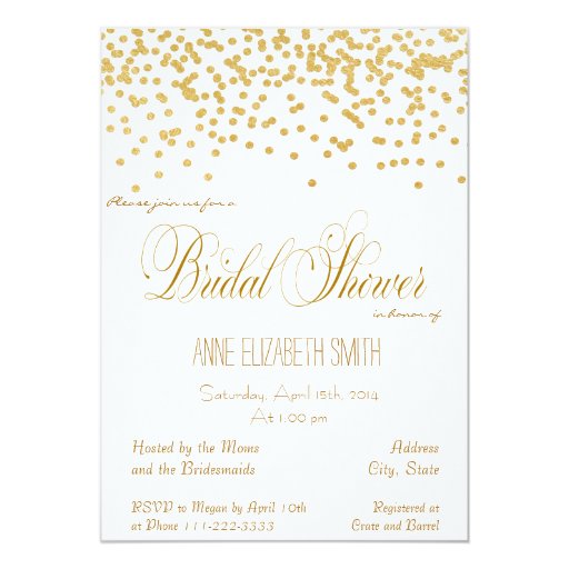 free sles of bridal shower invitations gold confetti bridal shower invitation zazzle free sles of bridal shower invitations gold confetti bridal shower invitation zazzle