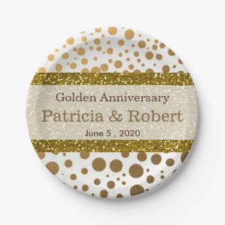 Gold Confetti Dots 50th Wedding Anniversary