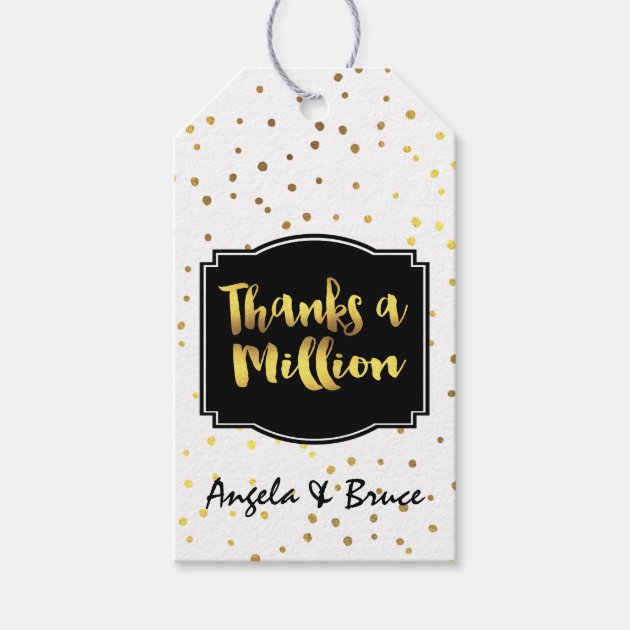 Gold Confetti Dots Custom Thank You Pack Of Gift Tags