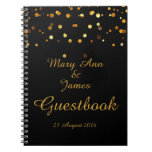 Gold Confetti Glitter Faux Foil Black Guest Notebook