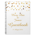 Gold Confetti Glitter Faux Foil White Guest Spiral Notebook