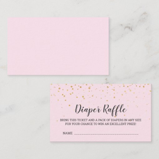 Gold Confetti Pink Baby Shower Diaper Raffle Enclosure Card Zazzle