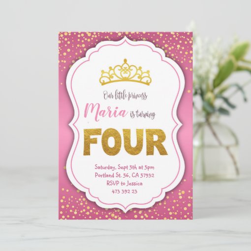 Gold Confetti Princess Th Birthday Invitation Zazzle