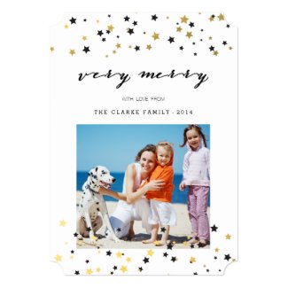 Gold Confetti Stars | Holiday Photo Cards Announcement
