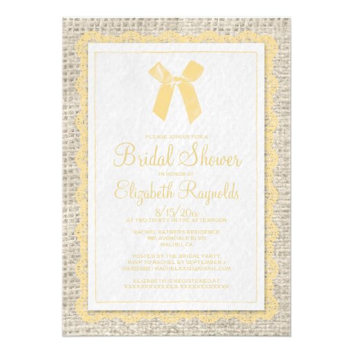 Gold Country Burlap Bridal Shower Invitations