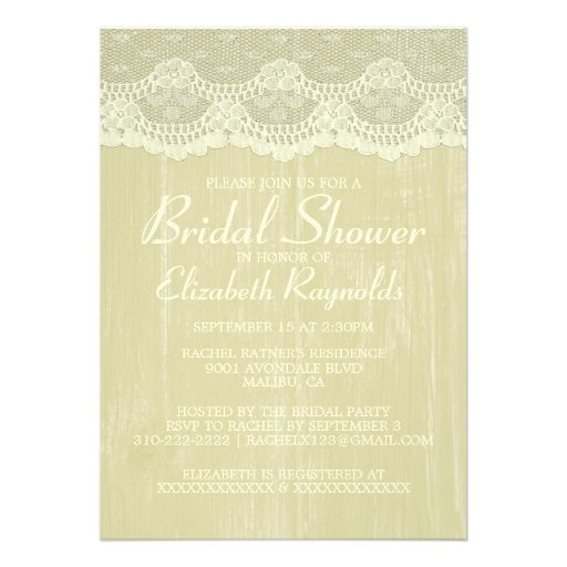 Gold Country Lace Bridal Shower Invitations