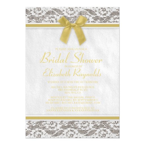 Gold Country Lace Bridal Shower Invitations