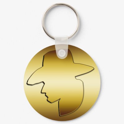 GOLD COWBOY HEAD KEY CHAIN by dgpaulart