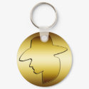 GOLD COWBOY HEAD keychains by dgpaulart GOLD COWBOY HEAD keychains