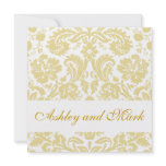 Gold Cream Floral Damask Wedding Invitation
