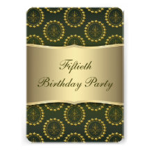 Gold Crest Emerald Womans 50th Birthday Party Personalized Invitations