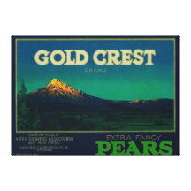 Gold Crest Pear Crate LabelHood River, OR Canvas Print