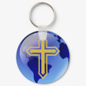Gold Cross and Earth keychains by AuntBetsy Gold Cross and Earth keychains